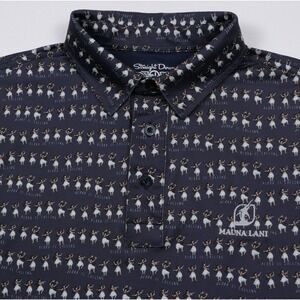 Straight Down Mens M Hula Girl Aloha Golf Polo Shirt Mauna Lani Hawaiian Resort